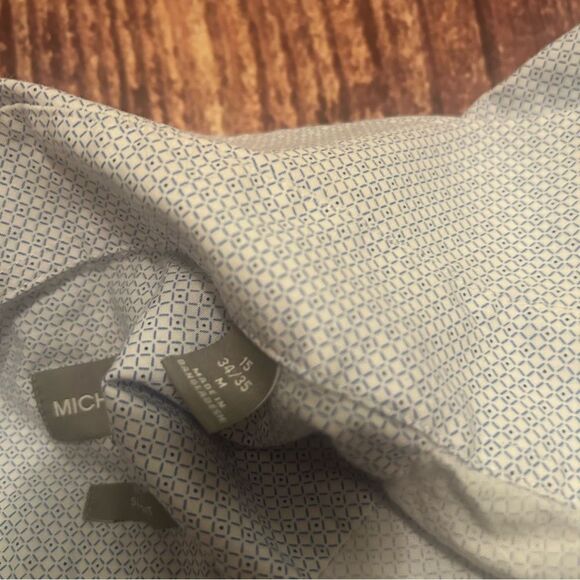 Men’s Michael Kors Blue Button Down shirt 15 34/34 Slim Fit - Picture 5 of 6